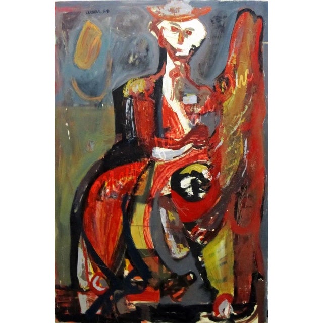 1950s Clay Walker, "Horse and Rider" Oil Painting on Masonite For Sale
