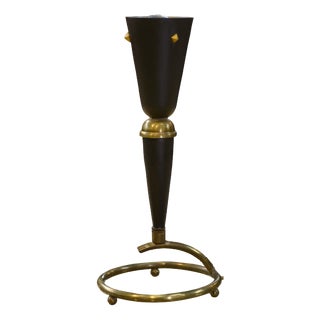 Brass and Black Lacquered Metal Lamp, 1960s For Sale