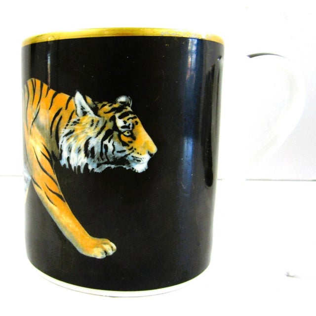 1980s 1980s Halcyon Days Magnificent Wildlife Two Tiger and Two Twin Leopard Mugs - Set of Four For Sale - Image 5 of 18