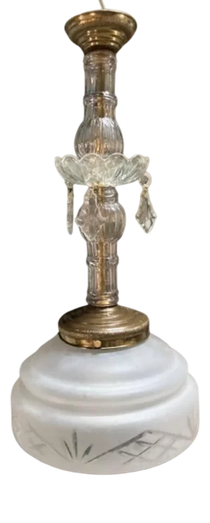 Art Deco Hand-Cut Crystal Ceiling Lamp, 1930s