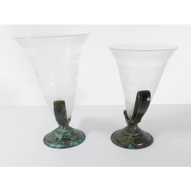 Metal 19th Century Near Pair of Bronze and Glass Deer Form Cornucopia Vases For Sale - Image 7 of 12