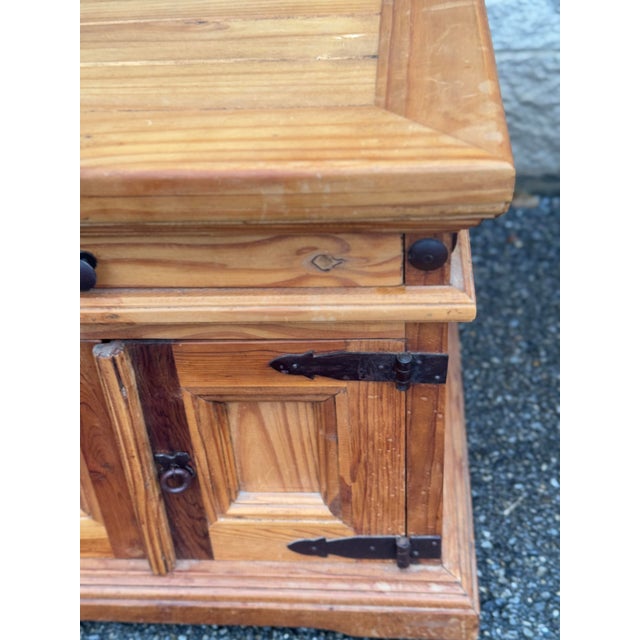 Rustic Pair of Rustic Pine Nightstands With Wrought Iron Hardware For Sale - Image 3 of 10