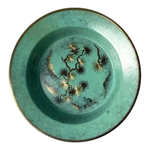 Wmf Ikora Paul Haustein, Green Patinated Metal Vide Poche, Glass Insert, 1920s