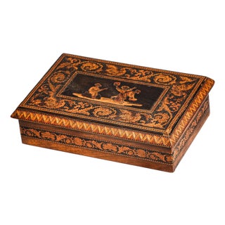 Exceptional Antique Grand Tour Marquetry Wood Box Italian Inlaid Victorian Decorative Home Decor For Sale