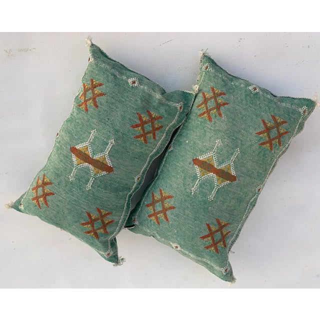 Contemporary Green Silk Sabra Pillow Covers- a Pair For Sale - Image 12 of 12