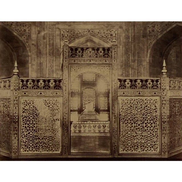 A 19th Century silver albumen photograph of the interior of the Taj Mahal, India.