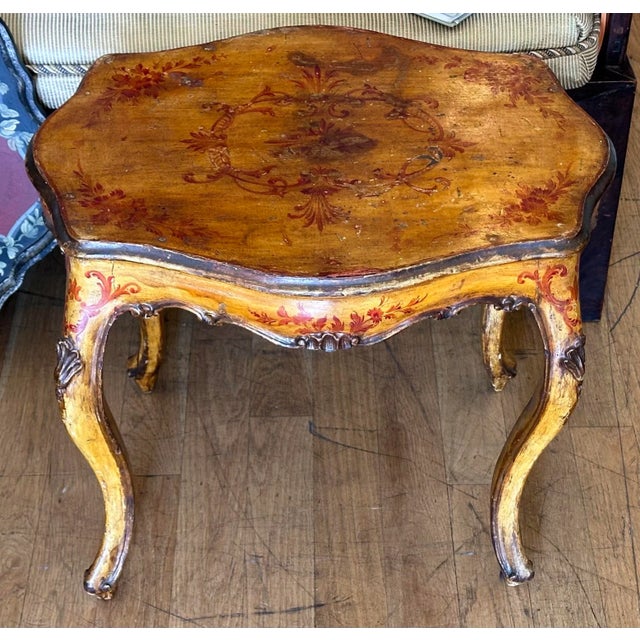 18th Century Antique 18th C Italian Paint Decorated Side or Petite Cocktail Table For Sale - Image 5 of 5