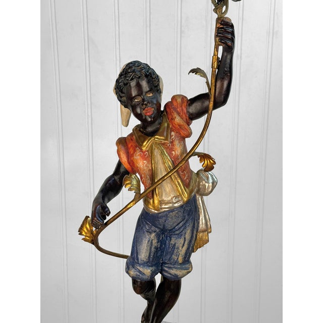 Vintage Italian Venetian Figural Boy Candelabra Table Lamp For Sale - Image 4 of 16