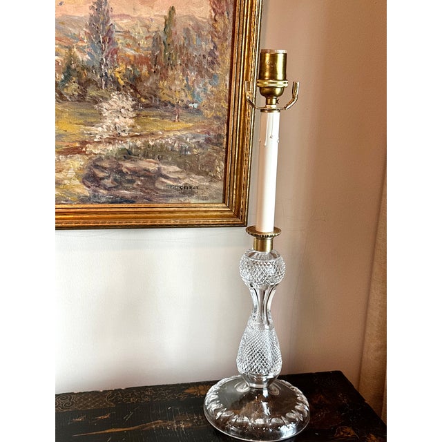 Traditional Early 20th Century Wheel Cut Glass Candlestick Lamps - a Pair For Sale - Image 3 of 18