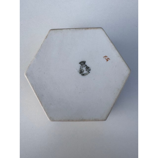 Antique Austrian Lusterware Planter, Vienna Style Porcelain Cachepot With Gold Detail For Sale - Image 12 of 12