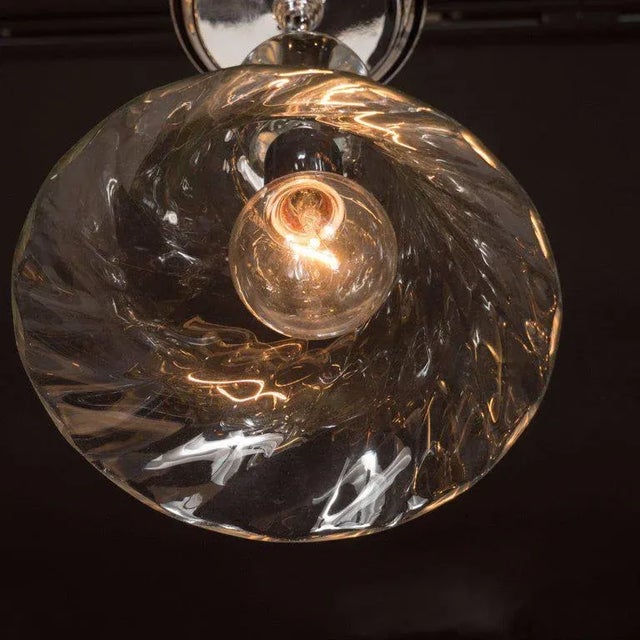 Mid-Century Modern Handblown Smoke Tinted Murano Glass Pendant with Crystal Ball Embellishment For Sale - Image 3 of 6