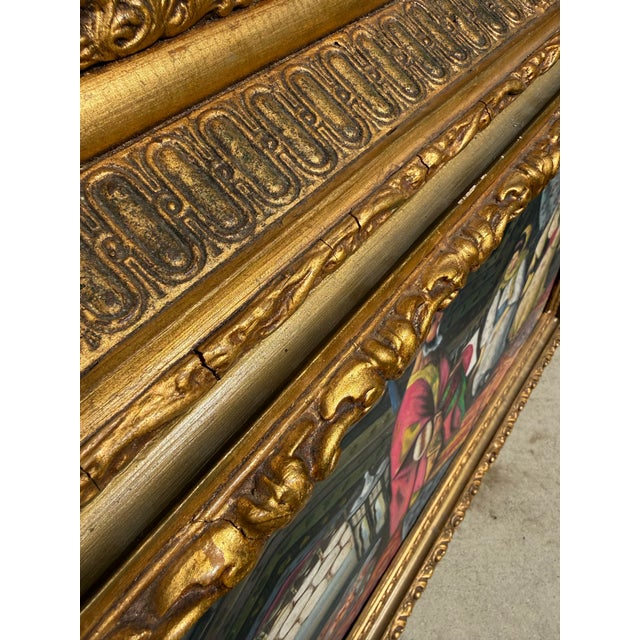 Large Vintage Signed “Chami” Orientalist Oil Painting in Gilt Frame For Sale - Image 10 of 13