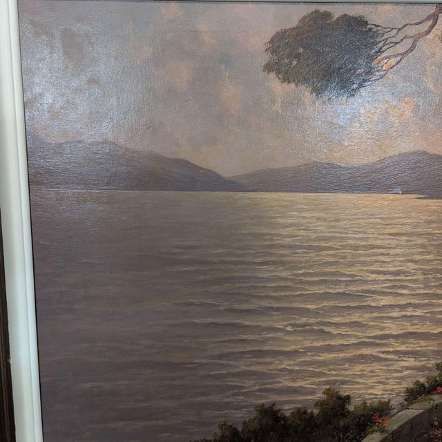 Vintage Mediterranean Coastal Sunset Oil Painting Signed J. Andre For Sale - Image 11 of 11