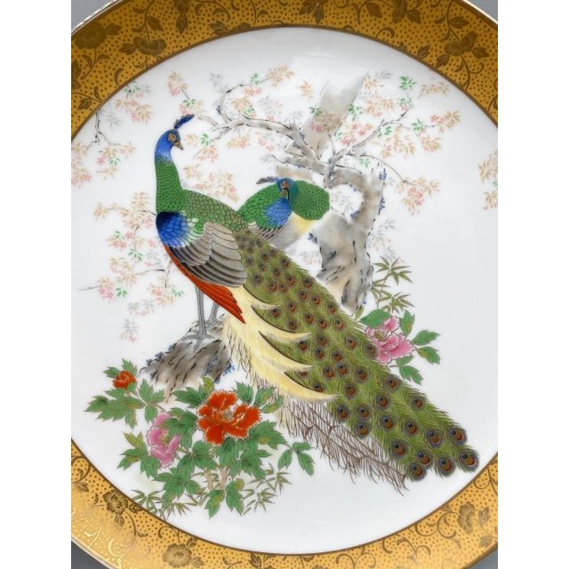 20th Century Japanese Porcelain Peacock Bird Plate For Sale - Image 4 of 10