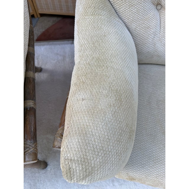 Beige Pair of Vintage McGuire San Francisco Rattan & Rawhide Lounge Chairs For Sale - Image 8 of 17