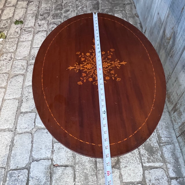 Antique Sheraton/Hepplewhite-Style Oval Inlaid Marquetry Mahogany Coffee Table For Sale - Image 12 of 13
