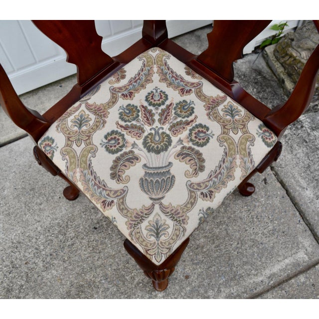 1970s Statesville Co Mahogany Corner Chair Vintage Queen Anne Style Accent Slip Seat For Sale - Image 5 of 16
