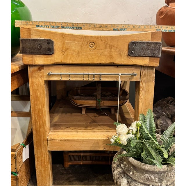 Butcher's Chopping Block Table on Stand From England For Sale - Image 16 of 16