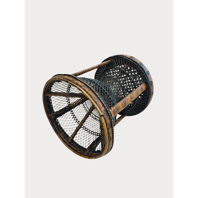 1970s Rattan Wicker Diabolo Stool from Emmanuelle, 1970s For Sale - Image 5 of 7