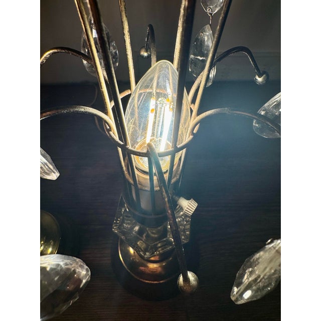 Transparent Vintage Hollywood Regency “Crystal” Waterfall Table Lamps – Pair For Sale - Image 8 of 9