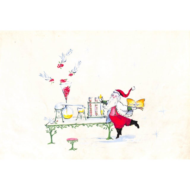 Lanvin Paris Santa with Perfume Bottles C1950s Artwork For Sale