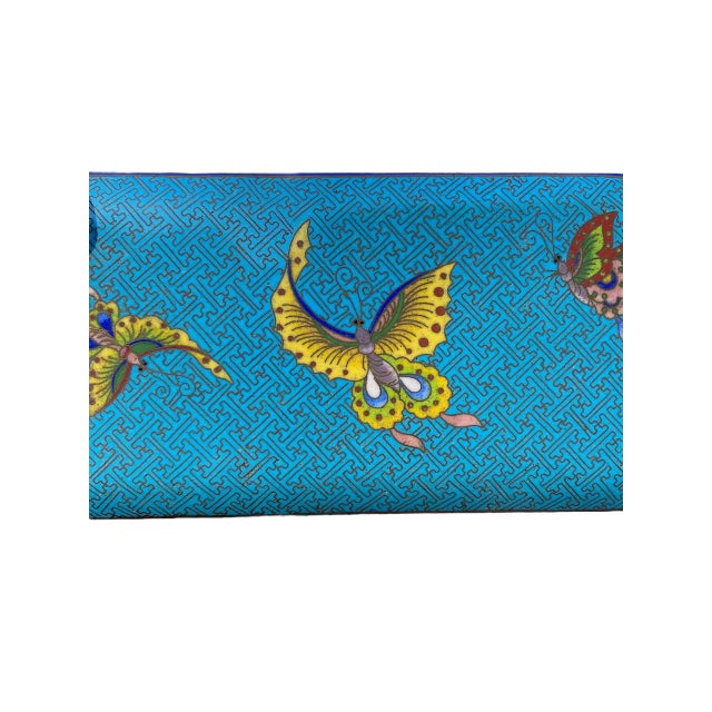 Early 20th C. Chinese Cloisonné Enamel and Brass Box With Butterfly Motif For Sale - Image 4 of 9