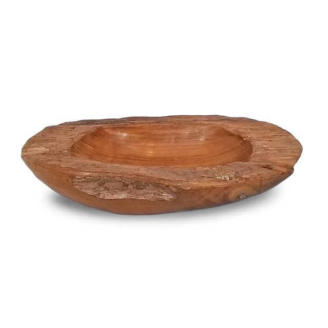 Vintage Rustic Teak Root Decorative Bowl 15" For Sale - Image 4 of 5