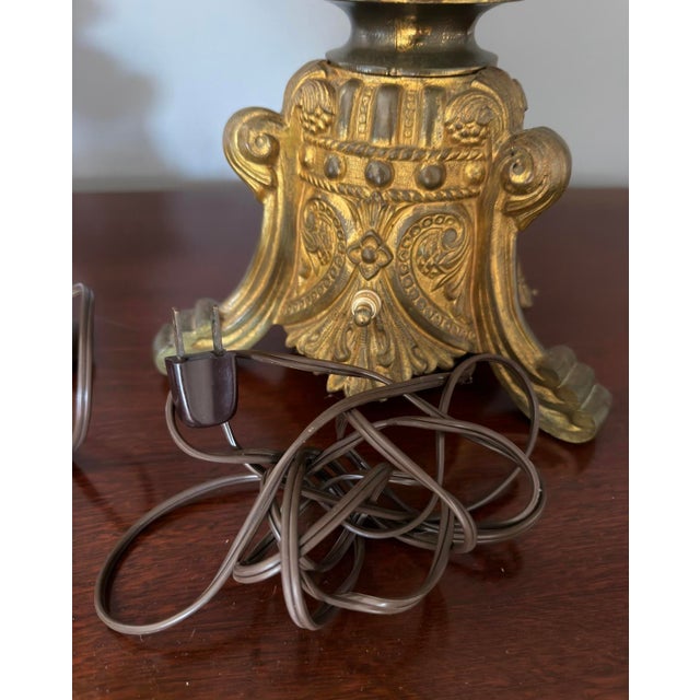 Mid 20th Century Mid 20th Century Italian Baroque Studded Gilt Brass Buffet Lamps - a Pair For Sale - Image 5 of 10