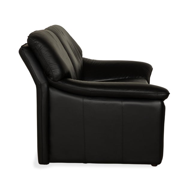 Black Leather Two-Seater Armchair & Sofa from Laauser, Set of 2 For Sale - Image 17 of 18