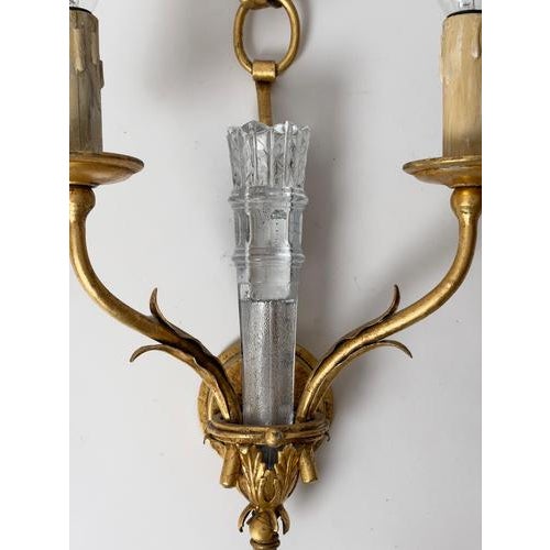 Italian Gilt Metal and Glass Two-Light Wall Sconce with Bow by Banci Firenze, 1970s For Sale - Image 9 of 15