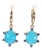 6Ct Sonoran Turquoise Earrings With Blue Sapphire: Solid 14k Gold, 11x9mm, Pair For Sale