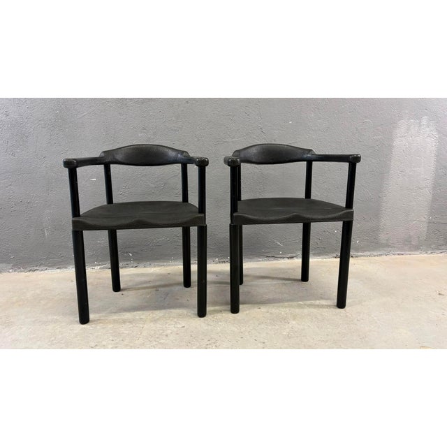 Postmodern Black Armchairs in Molded Plastic, Europe, 1980s, Set of 2 For Sale - Image 9 of 12