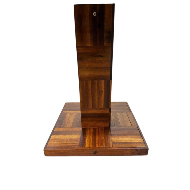 1960s Mid-Century Modern Butcher Block Parquet Side Table For Sale - Image 5 of 6