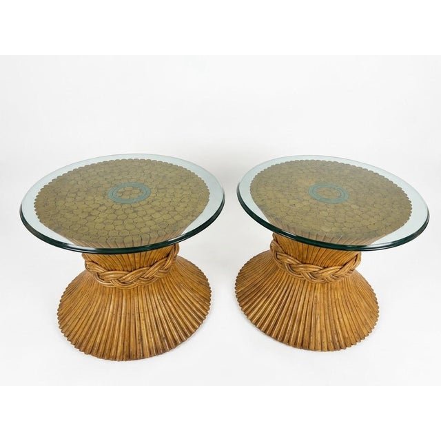 This striking pair of vintage side tables brings organic warmth, dramatic texture, and sculptural flair to any interior...