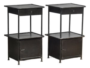 Iron Bedside Tables, 1910s, Set of 2