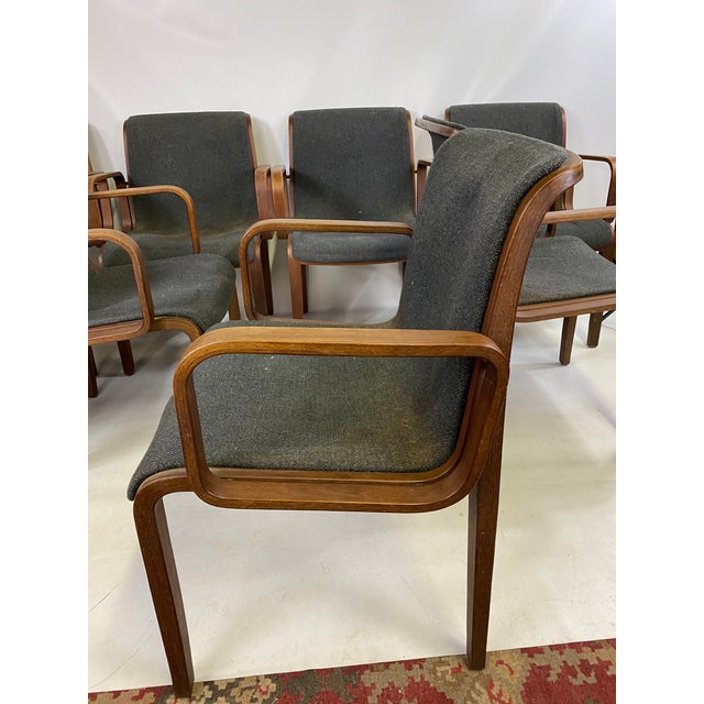 MidCentury Knoll Bent Wood Arm Chairs by Bill Stephens Set of 8