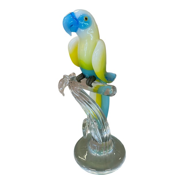 1980s Formia Murano "Andromeda" Parrot Sculpture on Perch For Sale