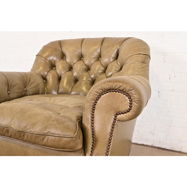 Wood Baker Furniture Stately Homes Collection Late Victorian Tufted Leather Club Chair For Sale - Image 7 of 13