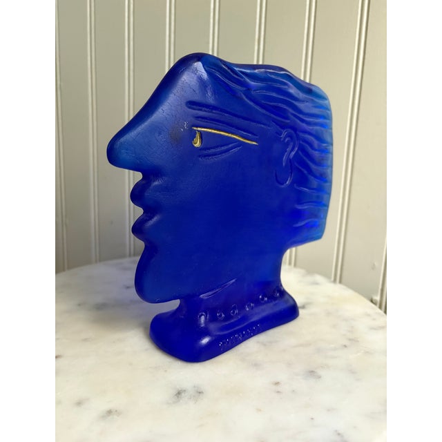 Authentic Alekos Fassianos (1935-2022) “Idilios” Profile Bust pate de verre Crystal Glass Sculpture -Daum France -hand-...