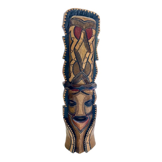 Vintage Hand-Carved African Wall Mask For Sale