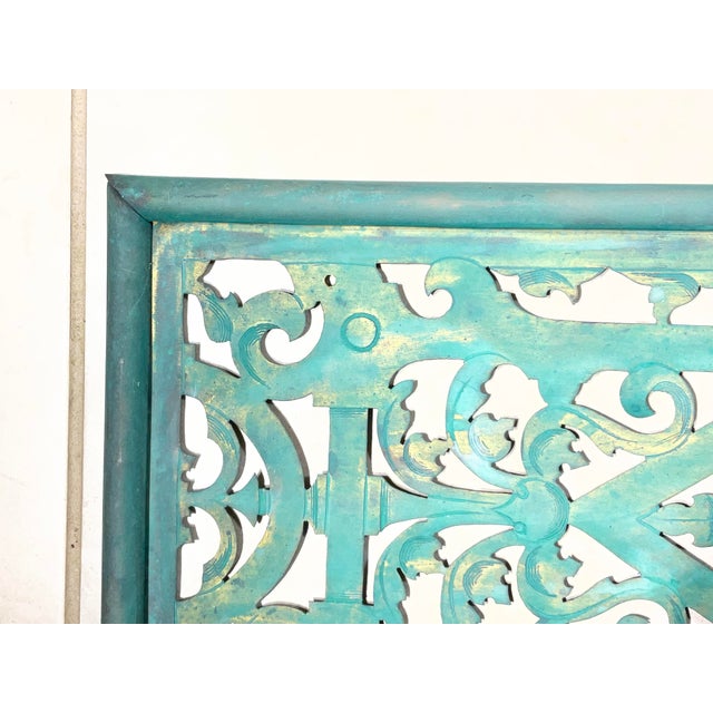 Pair of Antique Solid Brass Openwork Wall Hangings / Architectural Grilles For Sale - Image 13 of 17