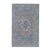 A 6' x 9' hand-knotted wool rug with a faded blue and dusty rose medallion design with a low, distressed vintage-look...