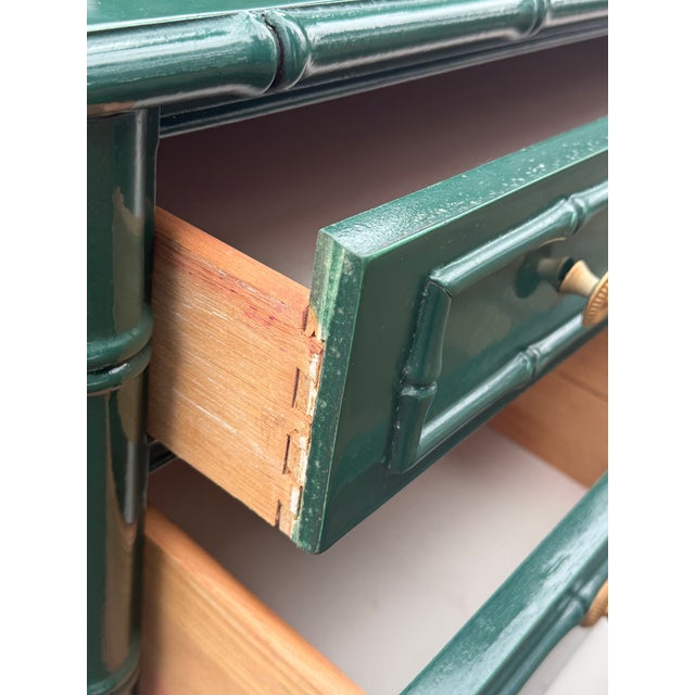 Thomasville Faux Bamboo Green High Gloss Three Drawer Dresser For Sale - Image 9 of 10