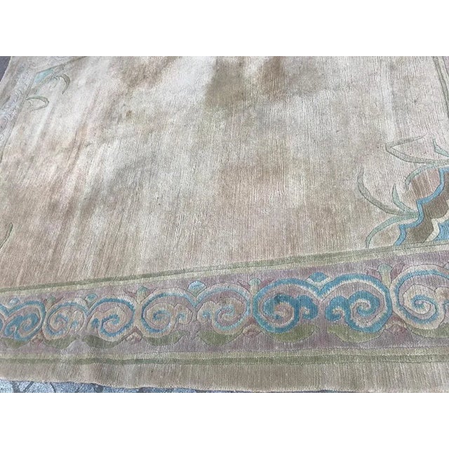 Blue Vintage Tibetan Simple Design Rug For Sale - Image 8 of 12