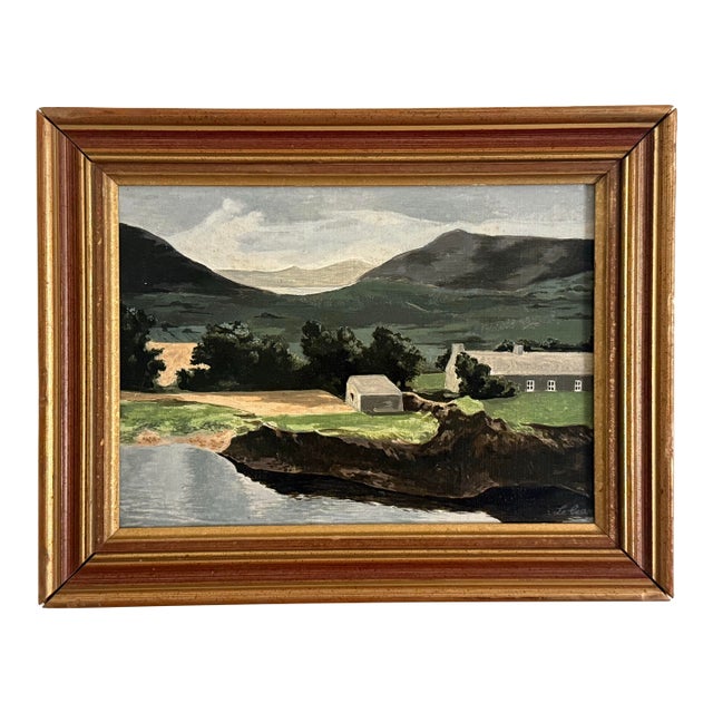 Vintage French Landscape Painting in Gilt Frame For Sale