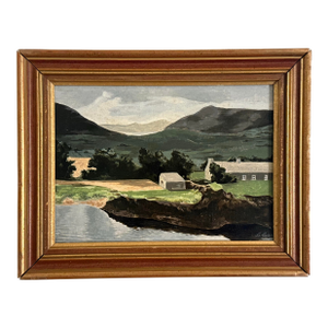 Vintage French Landscape Painting in Gilt Frame