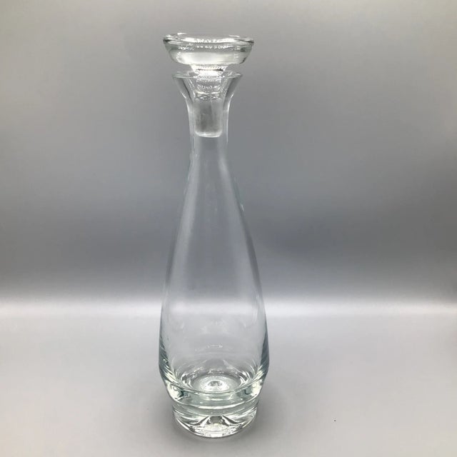 Vintage Hand Blown Bubble Bottom Ground Top Crystal Decanter With Stopper For Sale - Image 13 of 13