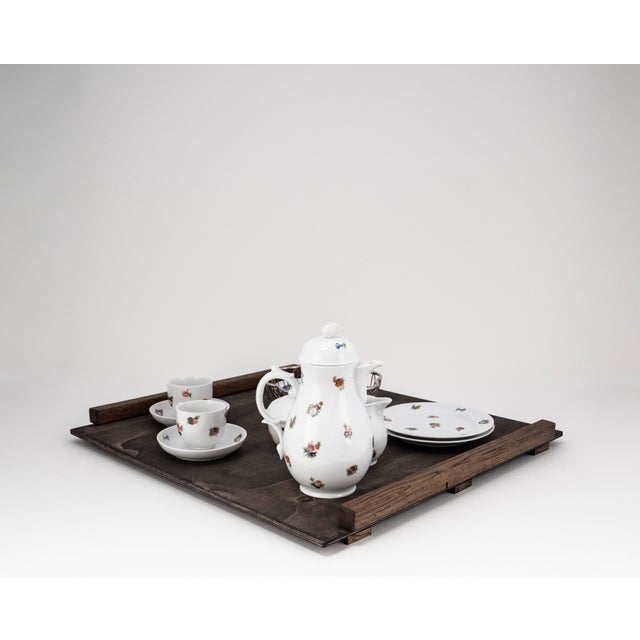 Wood Biedermeier Streublume Tête-À-Tête for Two on Wooden Tray from Fürstenberg, 1950s, Set of 12 For Sale - Image 7 of 18