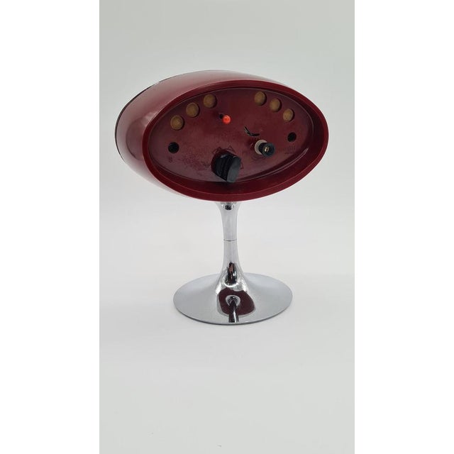 Space Age Alarm Clock in Burgundy Plastic and Chrome-Plated Metal, 1970s For Sale - Image 3 of 14