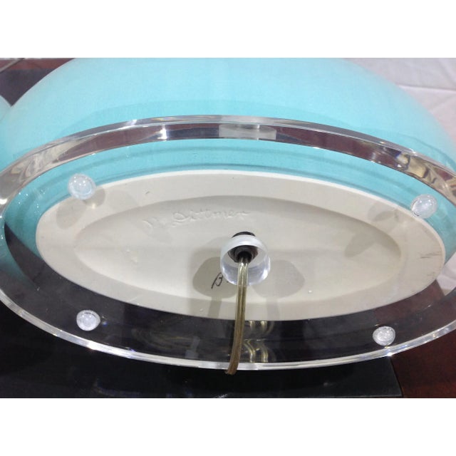 Blue Vintage R. Dittmen Modern Blue Lucite Crystalline Glaze Ceramic Lamps - a Pair For Sale - Image 8 of 9